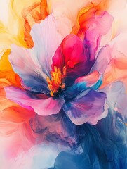 Abstract Flower Painting. generative ai illustration.