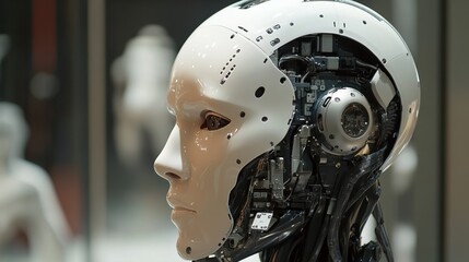 Fototapeta premium Artificial intelligence in humanoid head