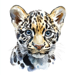 cute Clouded Leopard watercolor clipart illustration isolated