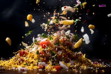 Bhel Puri Ingredients Explosion A Dynamic Capture of Indian Street Food s Signature Flavors