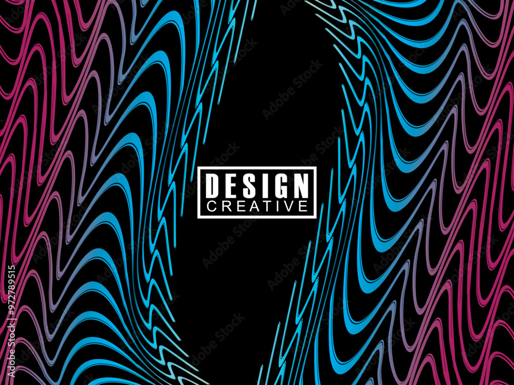 Fototapete futuristic abstract technology shining rainbow light lines on black background modern wave line patt