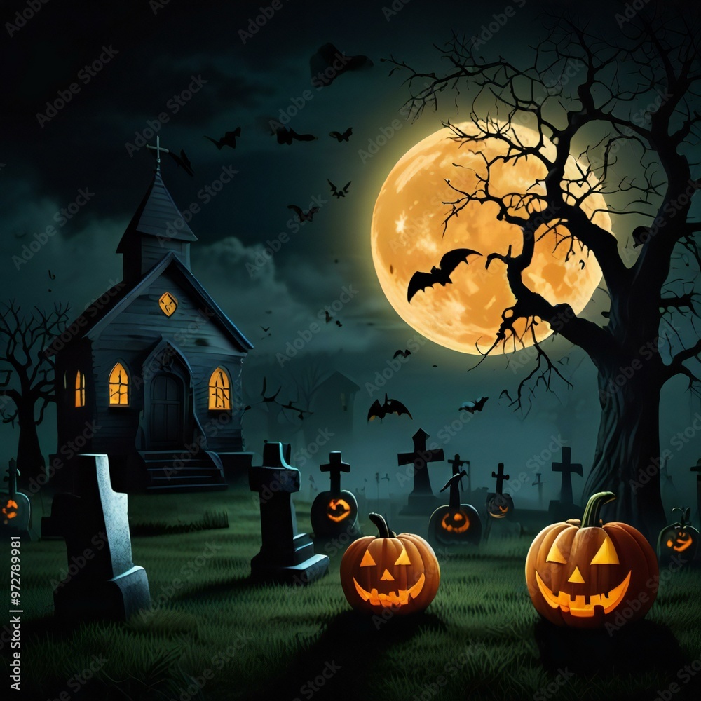 Poster halloween background with pumpkin