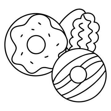 recommend clip art: candy donuts outline coloring book page line art drawing