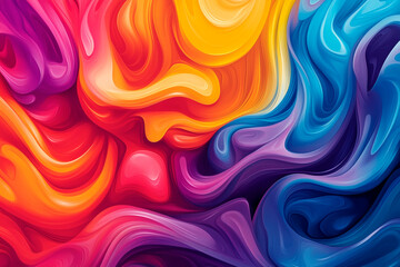Brushwaves of colored paint, vibrant colorful background