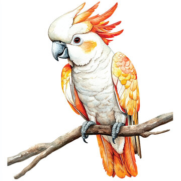 recommend clip art: cute Cockatoo watercolor clipart illustration isolated