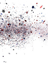 Confetti - A blue glitter confetti border with red and blue Confetti on white