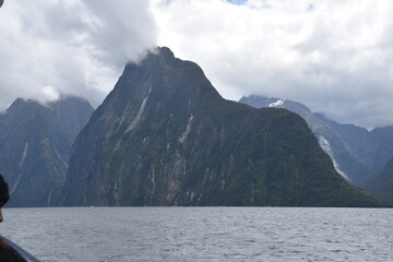 The fiords and stunning mountain landscape at Milford Sound on the South Island of New Zealand