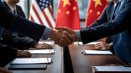 Tense Business Negotiation Between USA and China Amid Economic Conflict