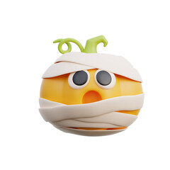 3d Halloween pumpkin, decorative elements, trick or treat, october holiday, cartoon style isolated, 3d rendering.
