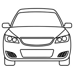 car front view outline coloring book page line art drawing