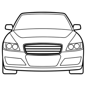 recommend clip art: car front view outline coloring book page line art drawing