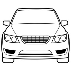 car front view outline coloring book page line art drawing