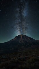 Majestic Mountain Under the Glowing Night Sky and Vibrant Milky Way