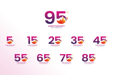 95 Th Anniversary Celebration Number Vector Design Collection