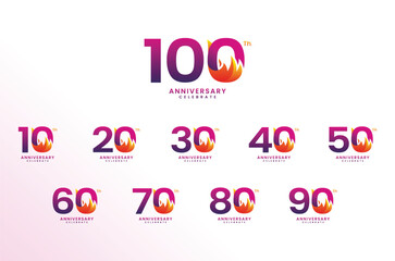 100 Th Anniversary Celebration Number Vector Design Collection