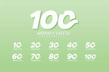 100 Years Anniversary Celebration Number Vector Design Collection