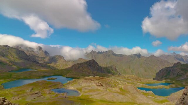 Time lapse video of glacier lakes and motion of the clouds on the top of the mountains. Ispir yedigoller in Erzurum Turkey.