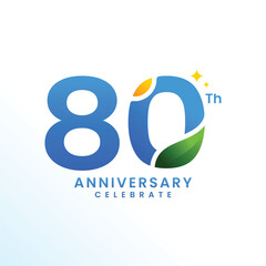 80 Th Anniversary Celebration Number Vector Design Collection