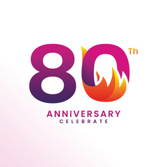 80 Th Anniversary Celebration Number Vector Design Collection