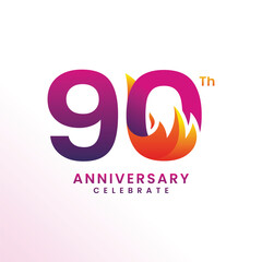 90 Th Anniversary Celebration Number Vector Design Collection