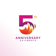 5 Th Anniversary Celebration Number Vector Design Collection