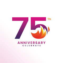 75 Th Anniversary Celebration Number Vector Design Collection