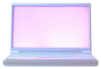 PNG  Y2K Laptop with blank screen floating laptop computer white background.