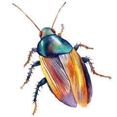 cute Cockroach watercolor clipart illustration isolated