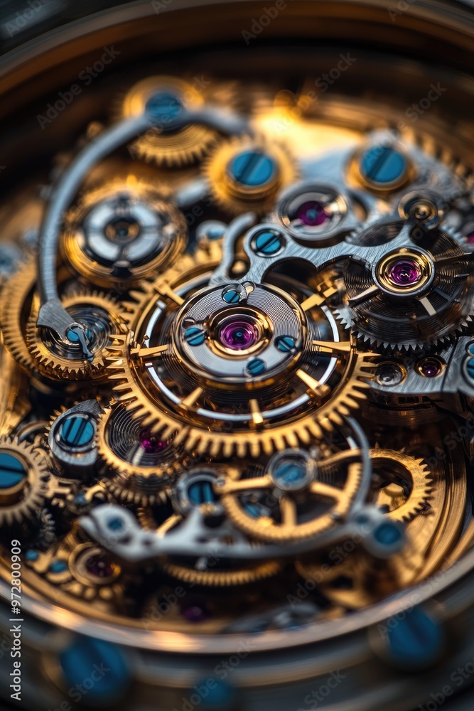 Aufkleber Skeleton watch movement showing intricate gears and mechanical parts
