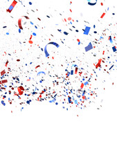 Confetti - American national colors. USA Presidents Day, American Labor day, Memorial Day, US election concept.