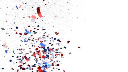 Confetti - American national colors. USA Presidents Day, American Labor day, Memorial Day, US election concept.