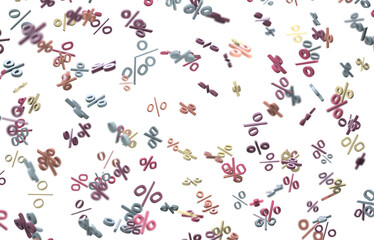 percent shopping digital in 3d. background