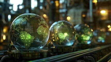 Globes with Carbon emissions reduction 