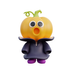 3d Halloween cute pumpkin cartoon character, trick or treat party, october holiday, 3d rendering.
