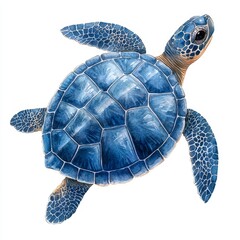 Fototapeta premium Detailed Watercolor Painting of Baby Turtle with Realistic Shell Texture on White Background.