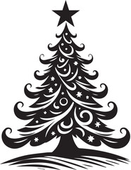 Christmas tree silhouette vector art.