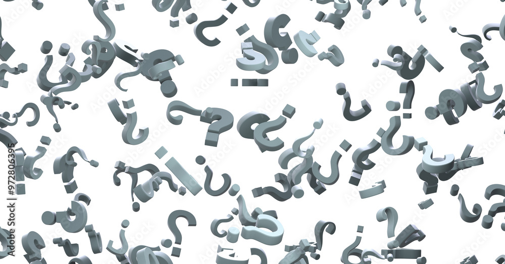 Aufkleber infinite question marks on a plane, original three dimensional illustration.