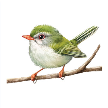 recommend clip art: cute Common tailorbird watercolor clipart illustration isolated