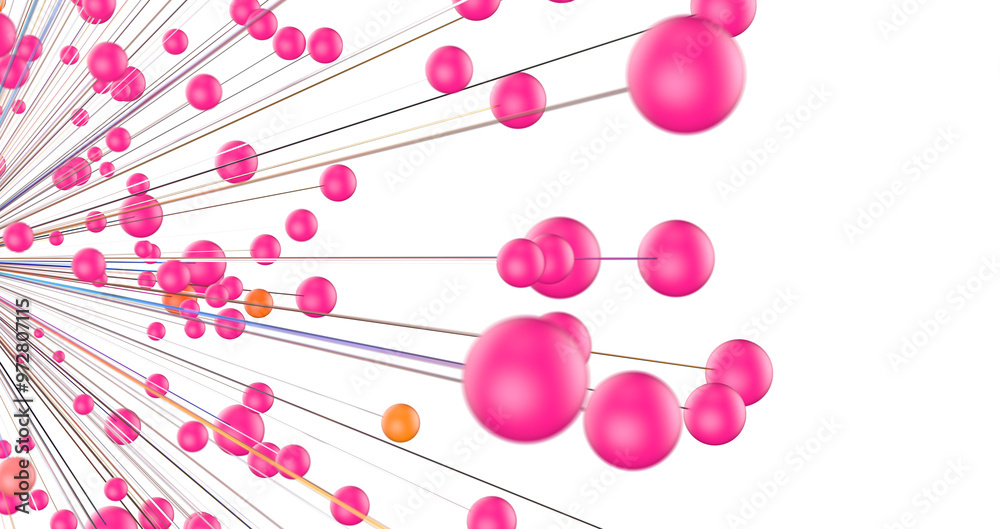 Aufkleber Global network. Blockchain. 3D illustration. Neural networks and artificial intelligence. Abstract