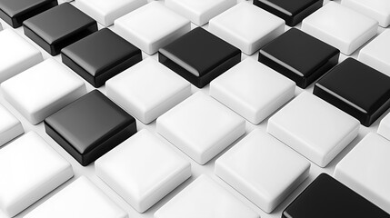 Fototapeta premium A bold abstract background of black and white squares in a mesmerizing pattern.