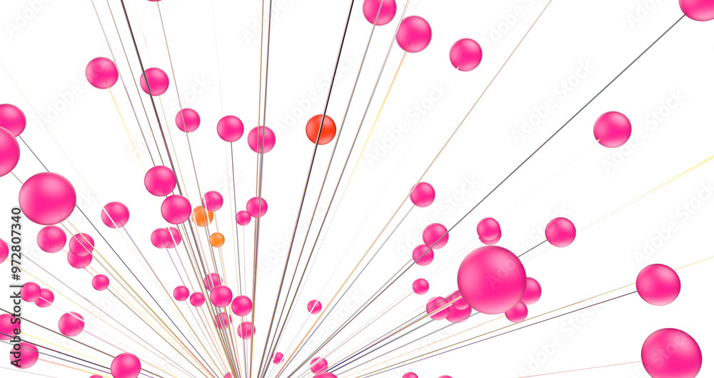 Aufkleber Global network. Blockchain. 3D illustration. Neural networks and artificial intelligence. Abstract