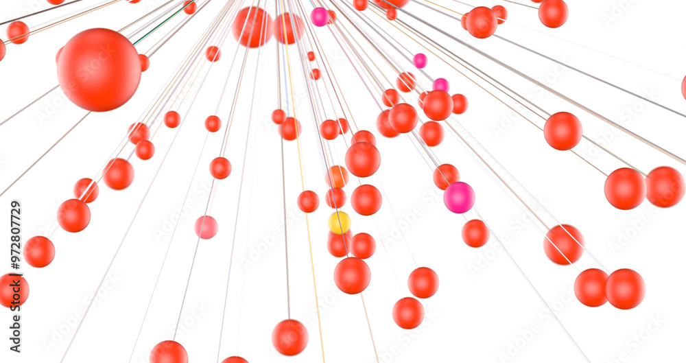 Fototapete Global network. Blockchain. 3D illustration. Neural networks and artificial intelligence. Abstract