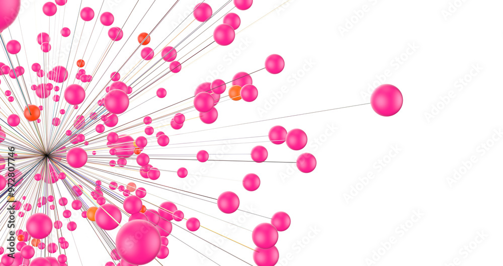 Fototapete Global network. Blockchain. 3D illustration. Neural networks and artificial intelligence. Abstract