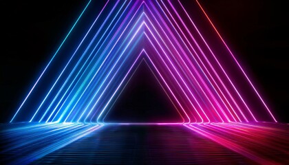 Naklejka premium neon light shapes on black background,rainbow colors.abstract background, 3d rendering,conceptual image