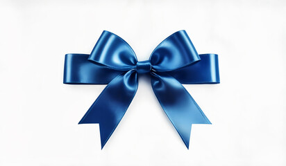 Naklejka premium A blue Christmas ribbon and bow isolated on a white background.