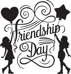 friendship day silhouette vector art .