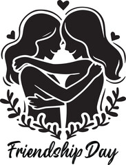 friendship day silhouette vector art.