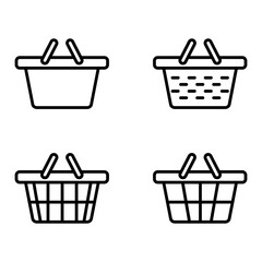 shopping bag icon set online purchase shopping cart trolley symbol outline style