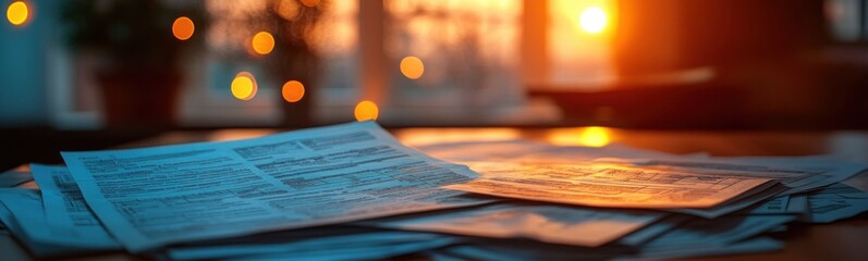 Tax forms and documents on a table
