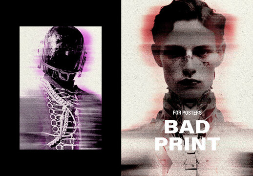 Bad Color Print Poster Photo Effect Mockup